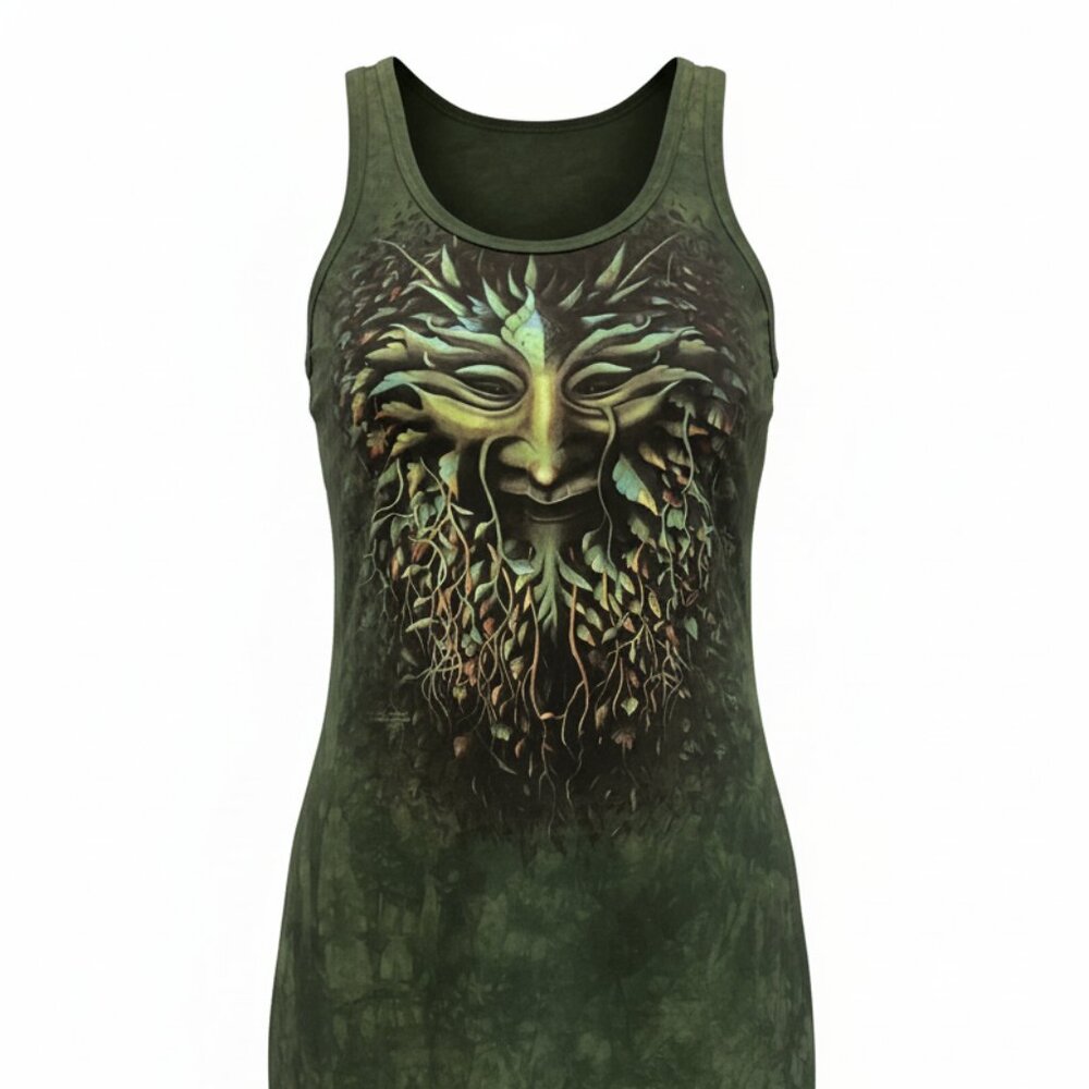 Vintage The Mountain Green Man Maxi Dress Floor Length Size XL NWOT